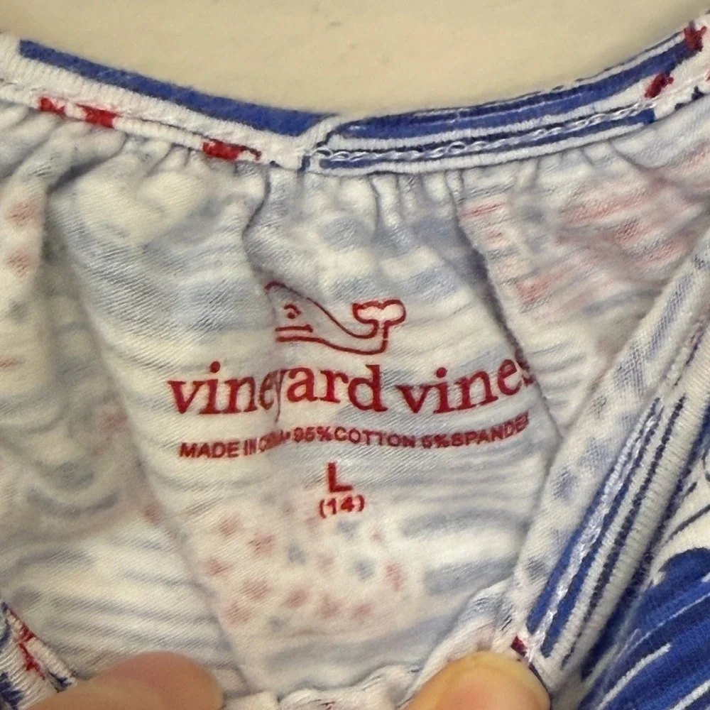 Vineyard Vines: Girls Stars & Stripes Whale Knit Romper, Size L (14)